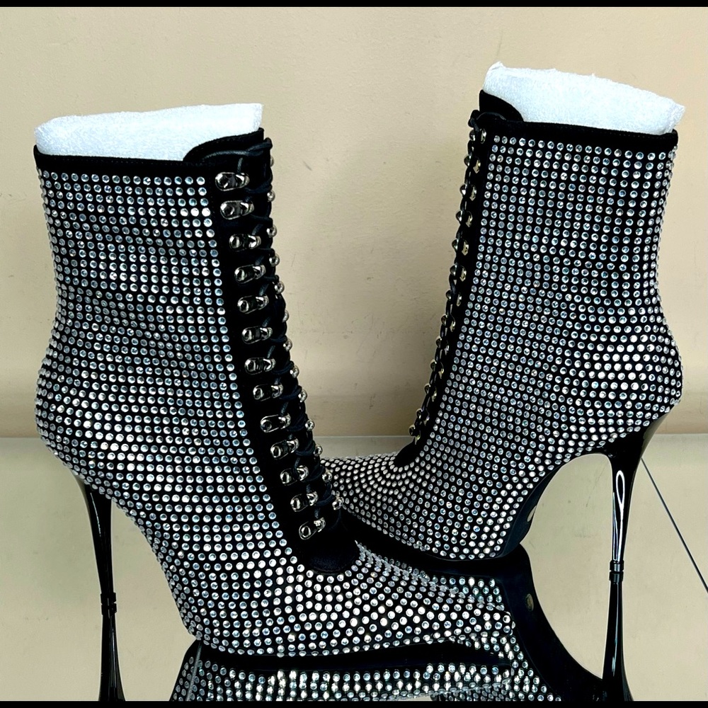 Jeffrey Campbell Rhinestone Suede Heeled Bootie